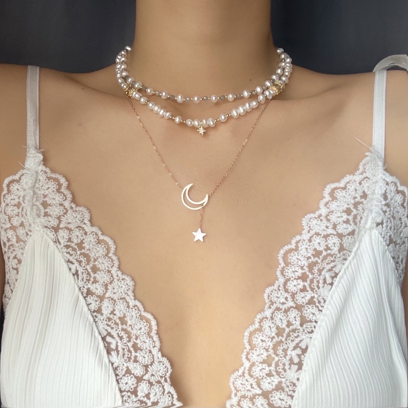 Dây Chuyền NT Nước Ngọt Layer Phối Đá Thiên Nhiên