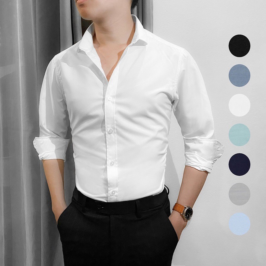 Áo sơ mi nam dài tay cổ bẻ Galvin mới 2021 chất liệu co giãn form ôm đẹp chống nhăn SMGV134 | BigBuy360 - bigbuy360.vn