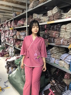Bộ đồ đi chùa vạt chéo thắt nơ