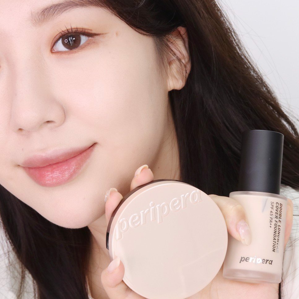 Kem nền mỏng nhẹ che phủ tốt PERIPERA Double Longwear Cover Foundation - HONGS BEAUTY