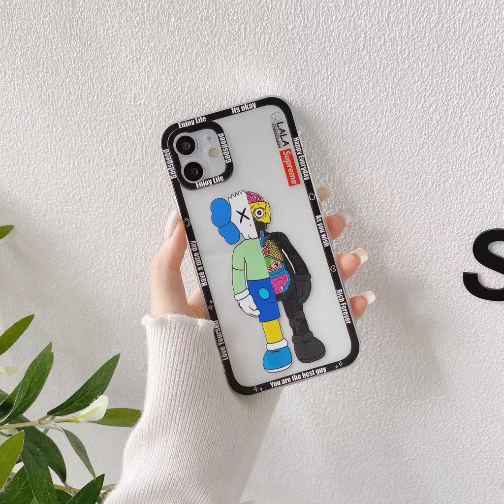 Ốp lưng iphone đẹp độc đáo kaws cạnh vuông nổi trong suốt 6/6plus/6s/6splus/7/7plus/8/8plus/x/xr/xs/11/12/pro/max/plus