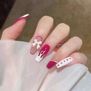 Nailbox đính chamr nơ thiết kế theo from móng