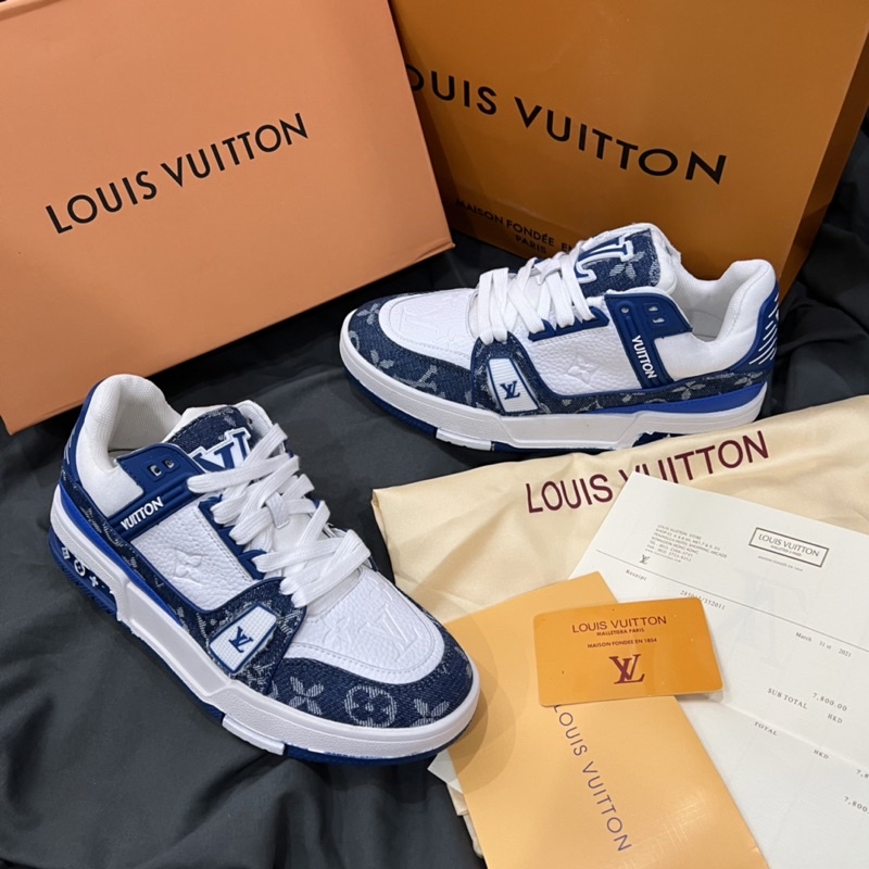 GIÀY LV TRAINER SNEAKER WHITE BLU LAI AU SC [ BẢN CAO 2022 ]