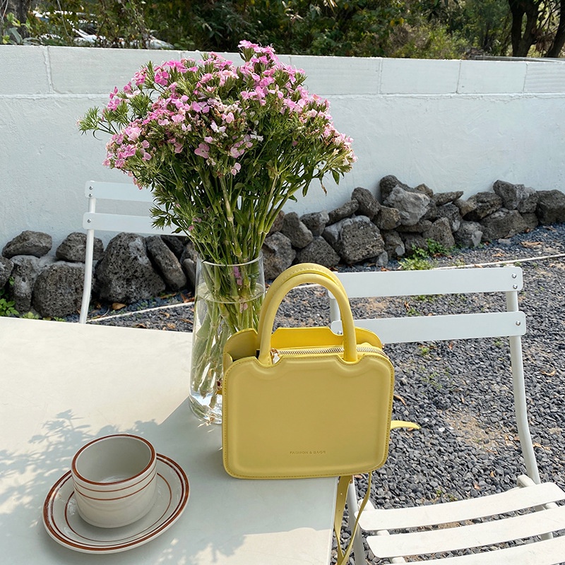 Túi đeo chéo IELGY hình vuông nhỏ màu trơn có dây kéo phong cách thời trang cho nữ