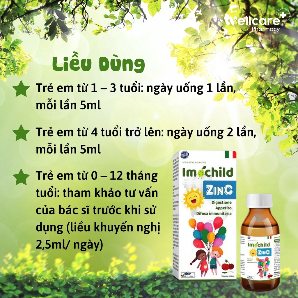 Siro Imochild ZinC - lọ 100ml hỗ trợ tiêu hóa khỏe, đề kháng tốt cho bé