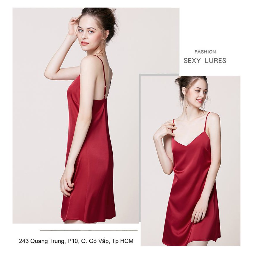 Đầm ngủ lụa satin cao cấp Đầm ngủ 2 dây cao cấp | BigBuy360 - bigbuy360.vn