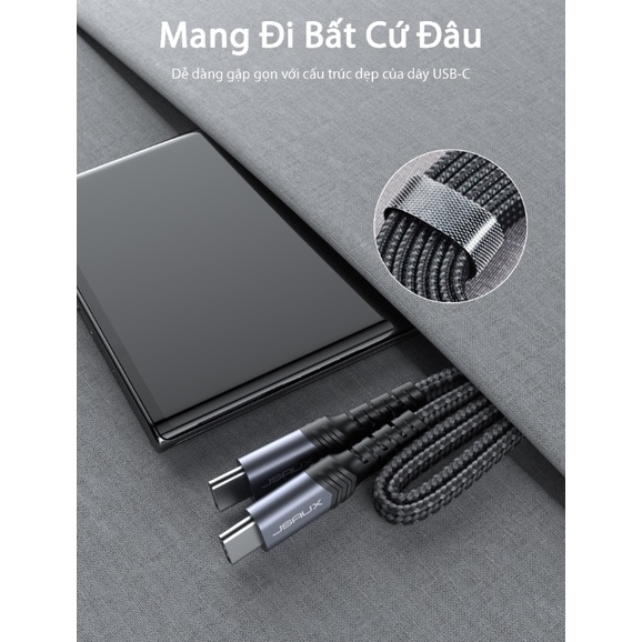 Cáp Sạc Siêu Nhanh 60w Type C Sang Type C JSAUX CC0018 - Dây Dù Chống Rối