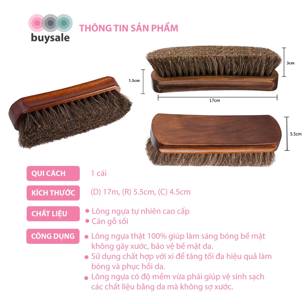 Bàn chải lông ngựa tự nhiên vệ sinh, chăm sóc đồ da - BuySales - BSPK235