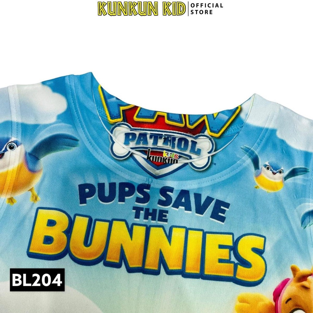 Đồ bộ thun lạnh ba lỗ in 3d cho bé trai hình chó anh hùng size đại từ 10kg-40kg KunKun Kid BL204