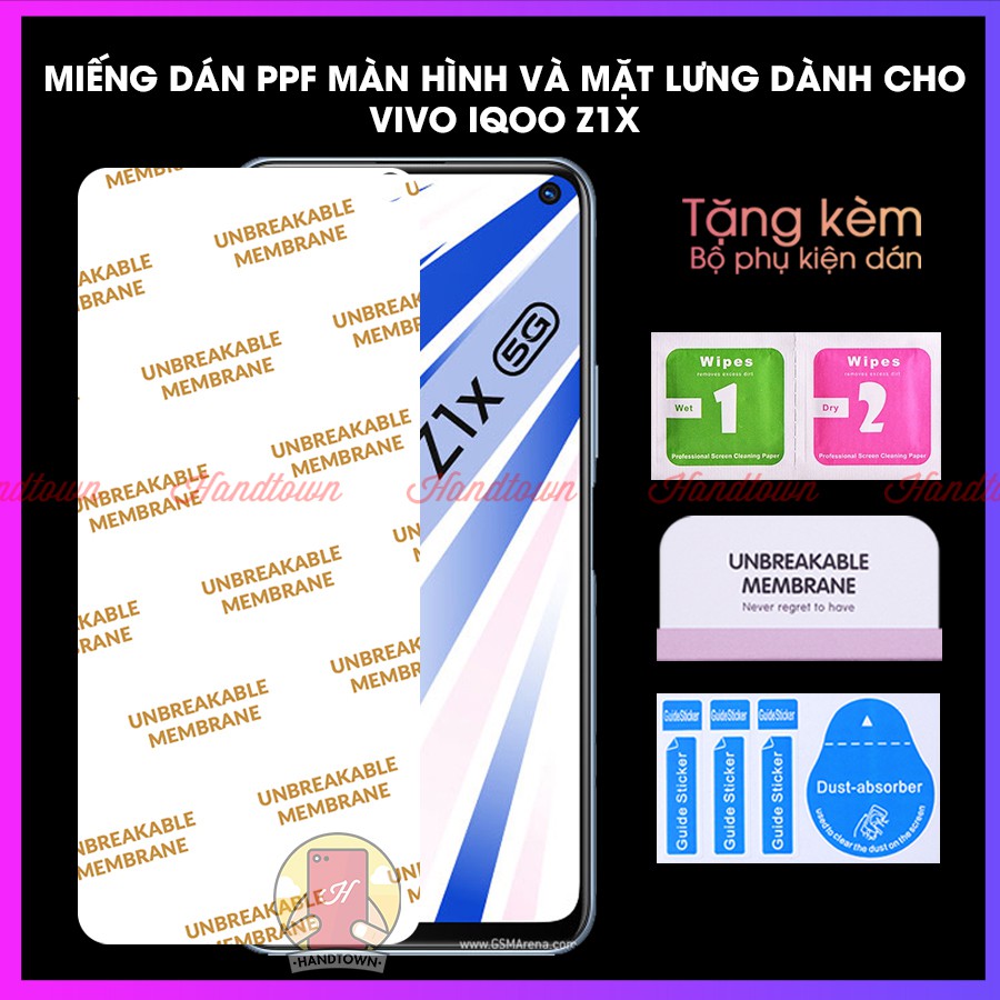 Miếng Dán PPF Màn Hình và Mặt Lưng Vivo IQOO Z1X Kính Cường Lực Dẻo Bảo Vệ Máy khỏi Trầy Xước Va Đập Cực Tốt