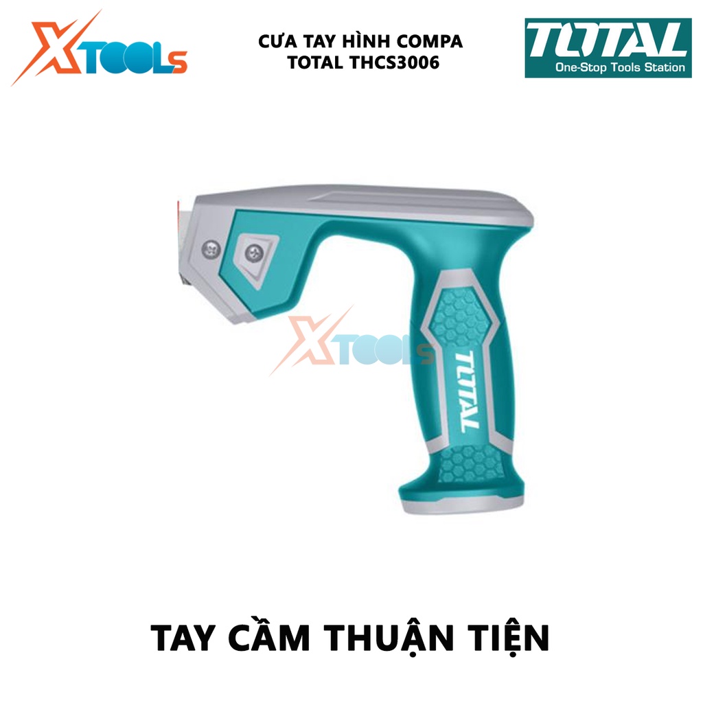 Cưa tay hình compa TOTAL THCS3006 | dụng cụ cưa size 12&quot;/300mm| Chất liệu Taiwan SK5 7TPI gia công thô, cắt vật liệu cắt