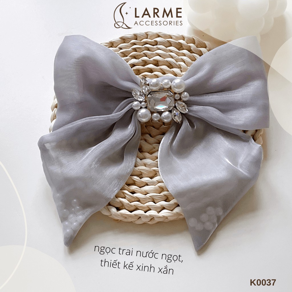 Kẹp tóc bấm nơ đính đá Hàn Quốc siêu sang chảnh Larme Accessories - K0034