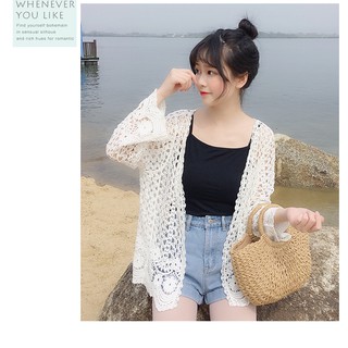 Áo khoác Kimono phối ren hoa thiết kế thanh lịch cho phái nữ