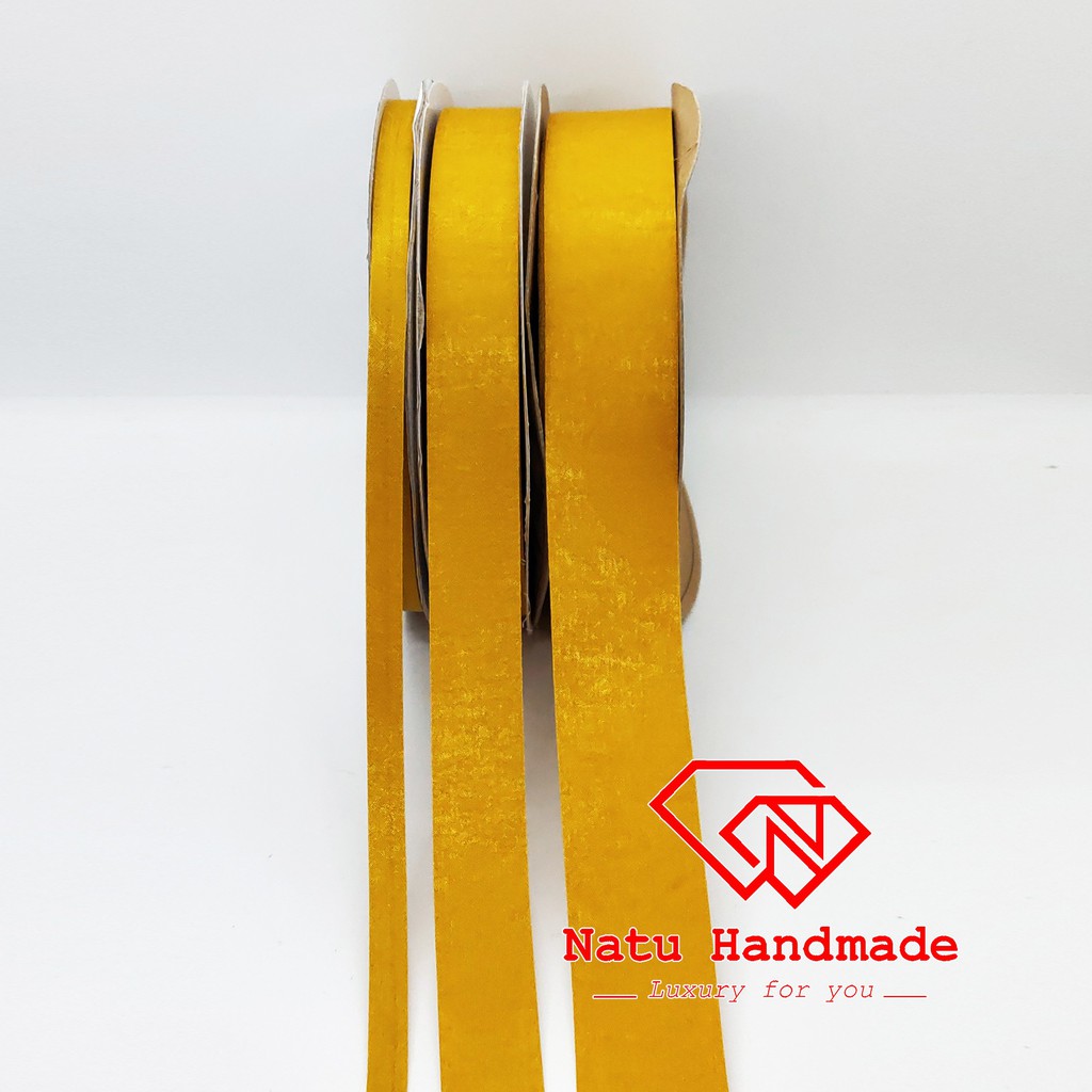 RUY BĂNG GẤM cao cấp - Ruy băng làm nơ, hoa cài áo handmade- 1m