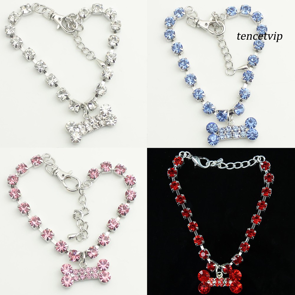 vòng cổ Mặt Hình Khúc Xương Đính Đá Dễ Thương Cho Thú Cưng