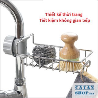 Giỏ inox treo bồn rửa chén bát - Giá để đồ rửa bát inox treo vòi nước tiện dụng