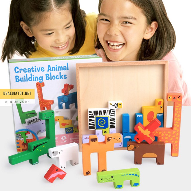 Tangram gỗ ghép hình các loại động vật đồ chơi Simba phát triển trí tuệ cho bé