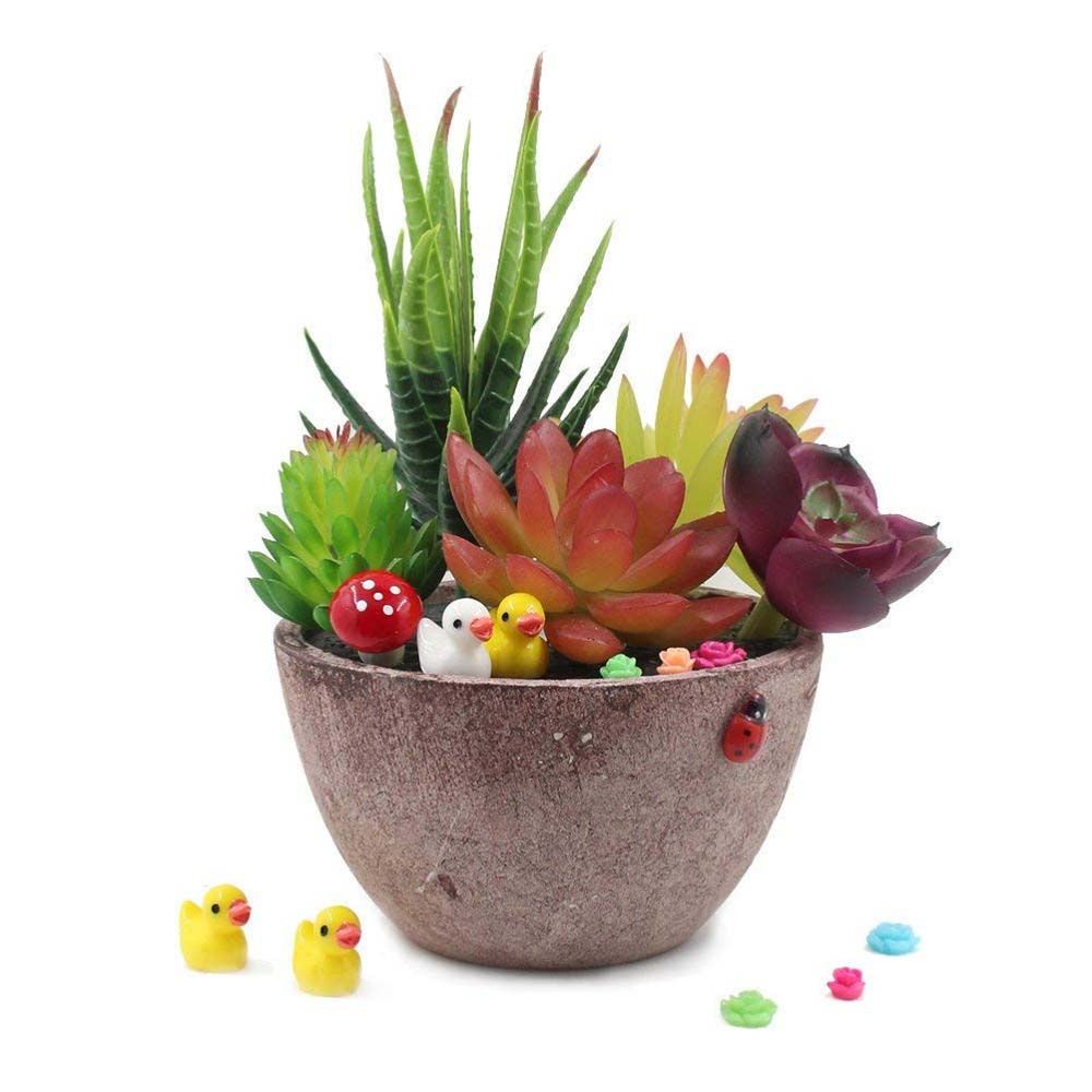 Set 5 Mô Hình Vịt Vàng Mini Bằng Nhựa Resin Nhiều Màu Sắc Trang Trí Sân Vườn