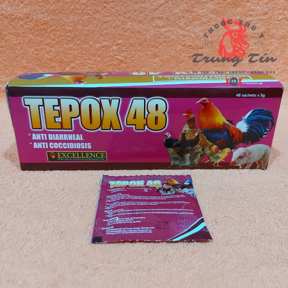 TEPOX 48 - th.uốc gà đá đặc tr.ị - cầu trùng , tiêu chảy ở gà đá