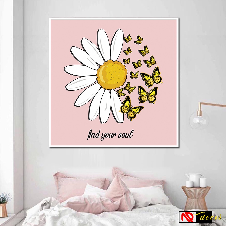 Tranh Hiện Đại treo tường Hoa Cúc 3D trang trí phòng khách đẹp Decor Canvas nhà xinh nghệ thuật hiện đại HĐ968