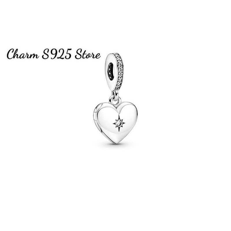 charm pan treo trái tim đính đá mở ra bạc s925 cao cấp