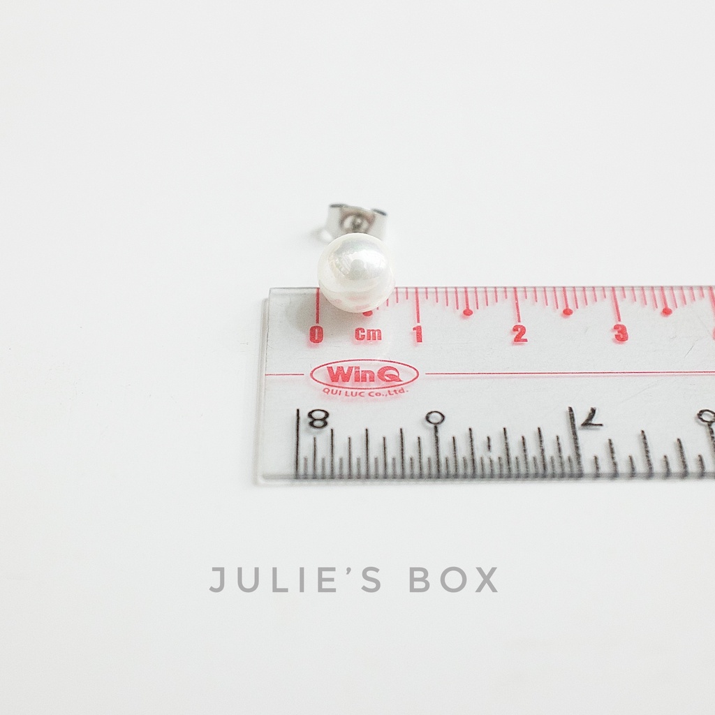 [1 Cặp] Khuyên Tai Nam Nữ Hình Ngọc Trai Đuôi Gài Đeo Trái Tai Đuôi Gài Unisex Titan Thép Y Tế Bông Tai Nữ Julies Box