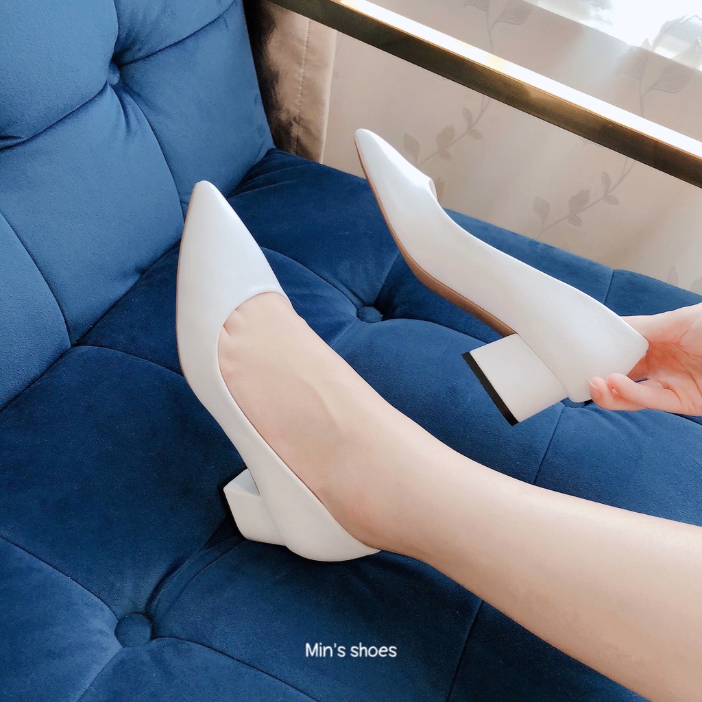 Min's Shoes - Giày Da Mềm Gót Vuông 3P V217