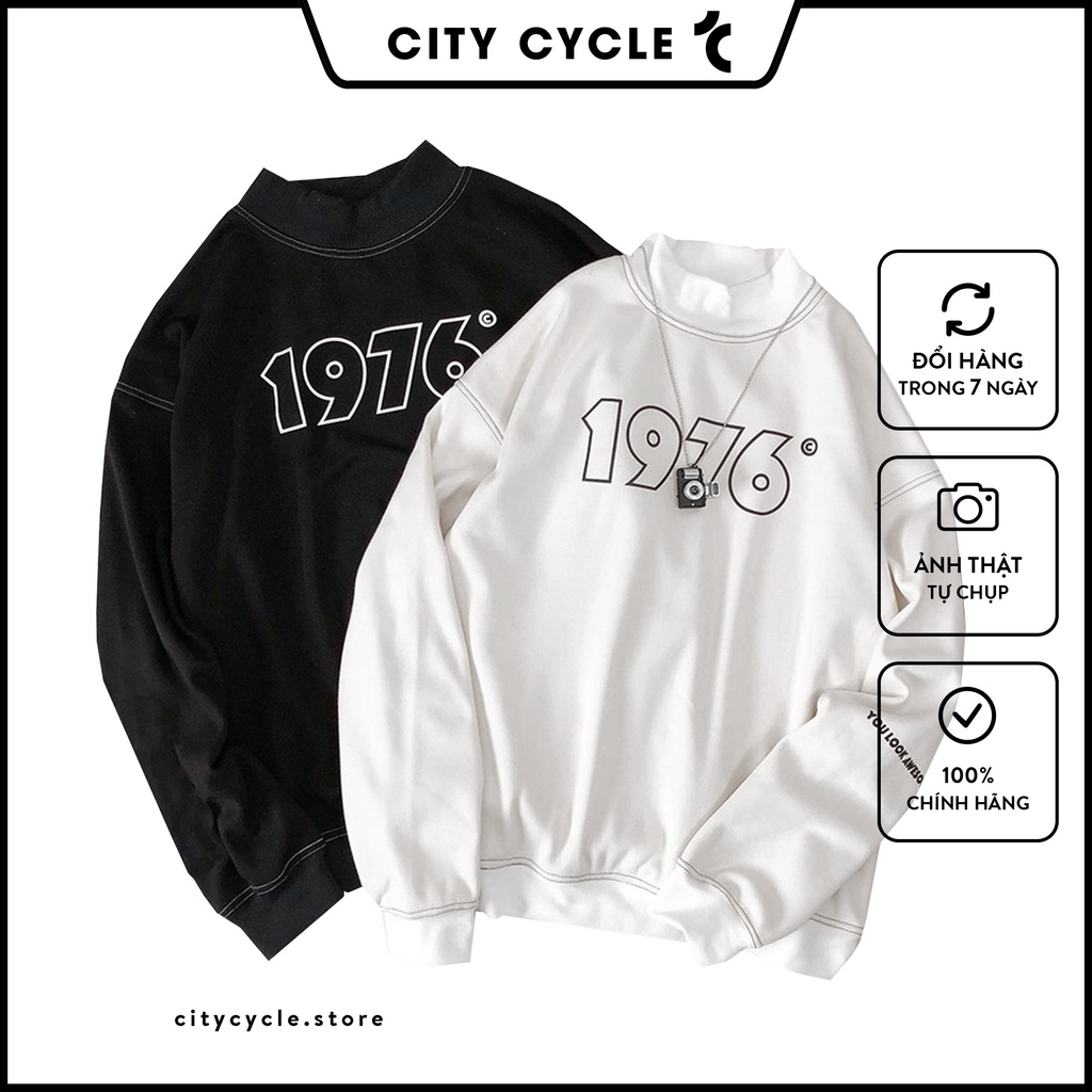 Áo Sweater 1976 City Cycle áo sweater unisex cổ cao form rộng in hình Local Brand