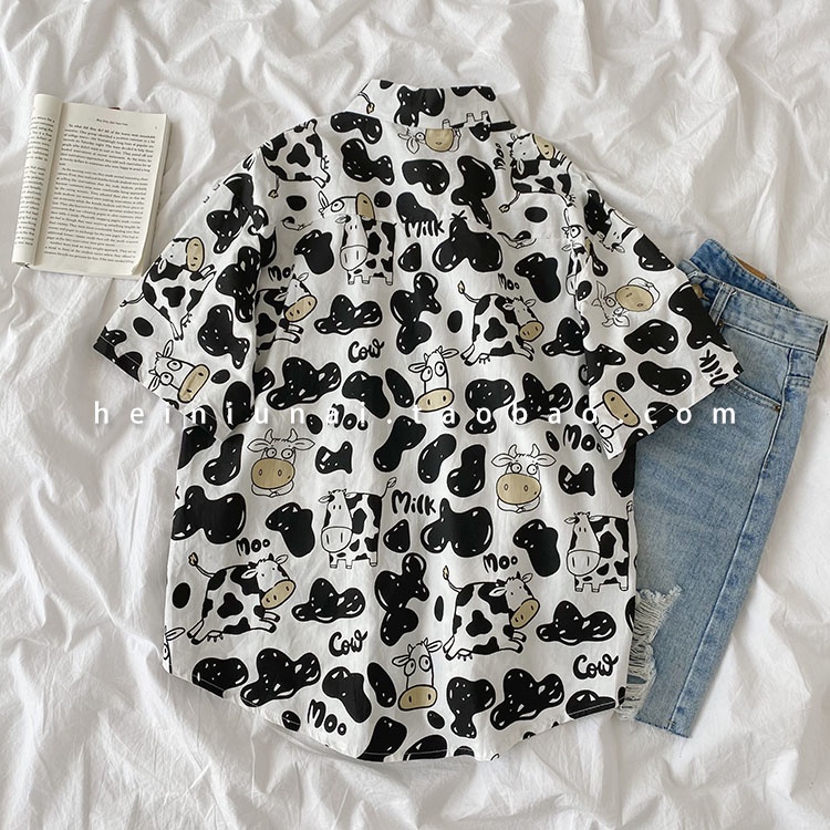 NRVP Áo sơ mi dáng rộng tay ngắn phong cách Hàn Quốc retro thời trang hè 2021 cho nữ