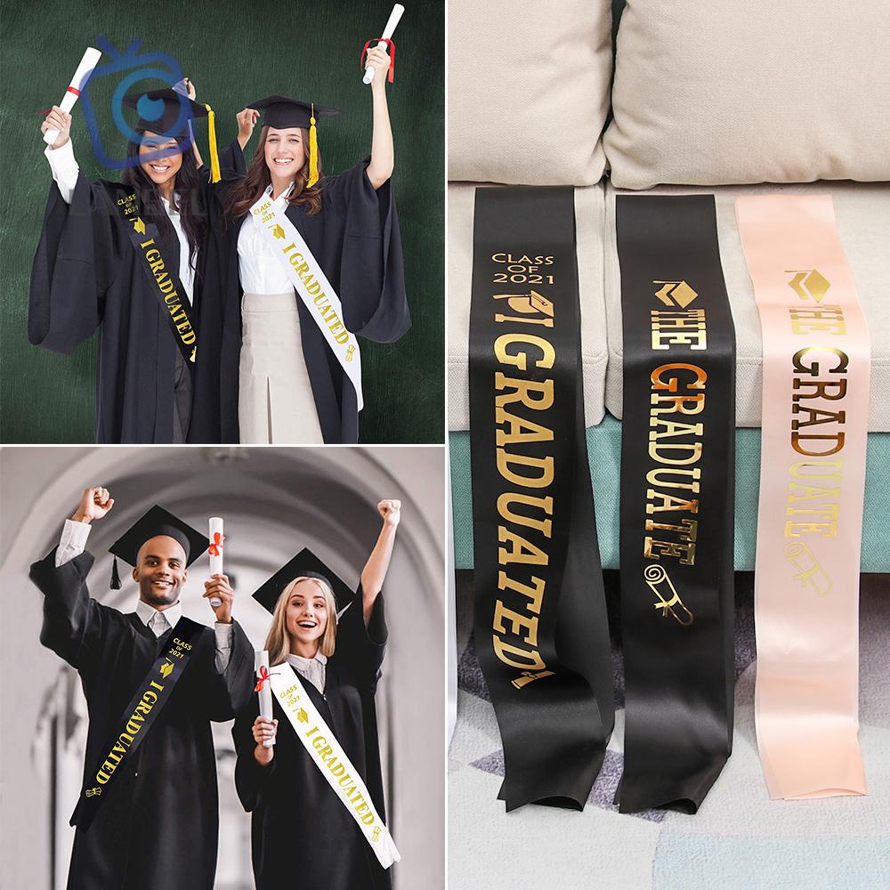 Dây Đai Satin Mừng Tốt Nghiệp Năm 2021 Độc Đáo|Phụ Kiện Chụp Ảnh Hình Chữ Cái Đính Kim Tuyến Mới Unisex