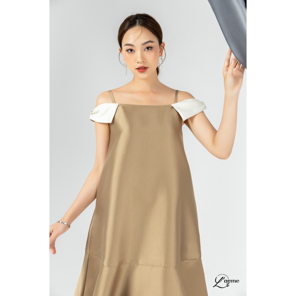 Váy bầu Elle Dress chất liệu tafta cao cấp, tay áo phối nơ, phù hợp đi tiệc thiết kế bởi LAMME