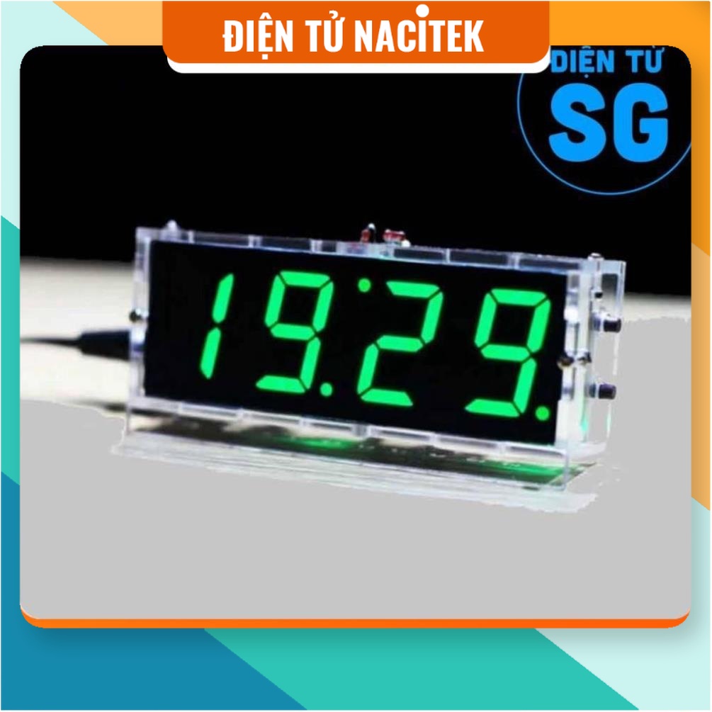 Đồng hồ tự ráp led 7 đoạn, báo ngày giờ, nhiệt độ + vỏ mica - Tự lắp