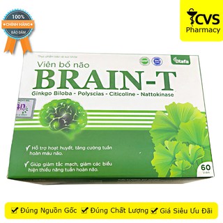 Viên bổ não BRAIN-T / Brain T - Viên uống hỗ trợ hoạt huyết, tăng cường tuần hoàn máu não - cvspharmacy