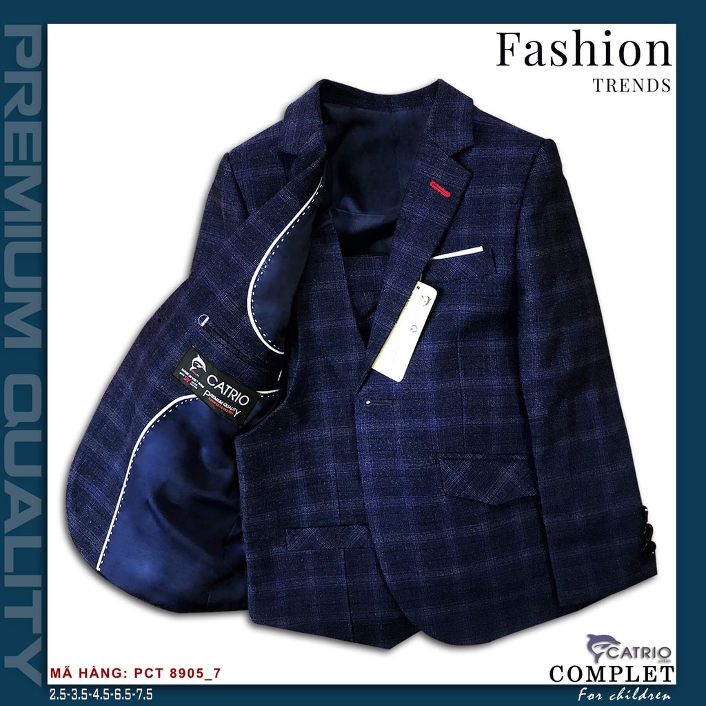 Bộ comple trẻ em 3 chi tiết cao cấp, bộ com lê bé trai Catrio PCT 8905/7