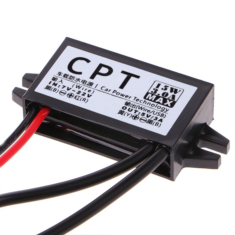 Bộ Chuyển Đổi Điện Áp - Hạ Điện Áp 12V Sang 5V 3A Có 2 Cổng Sạc USB Chuyên Dụng