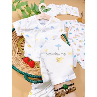 Đồ sơ sinh bé trai bé gái cộc tay 0-9 tháng chất petit mềm mát co giãn 4 chiều _ B37