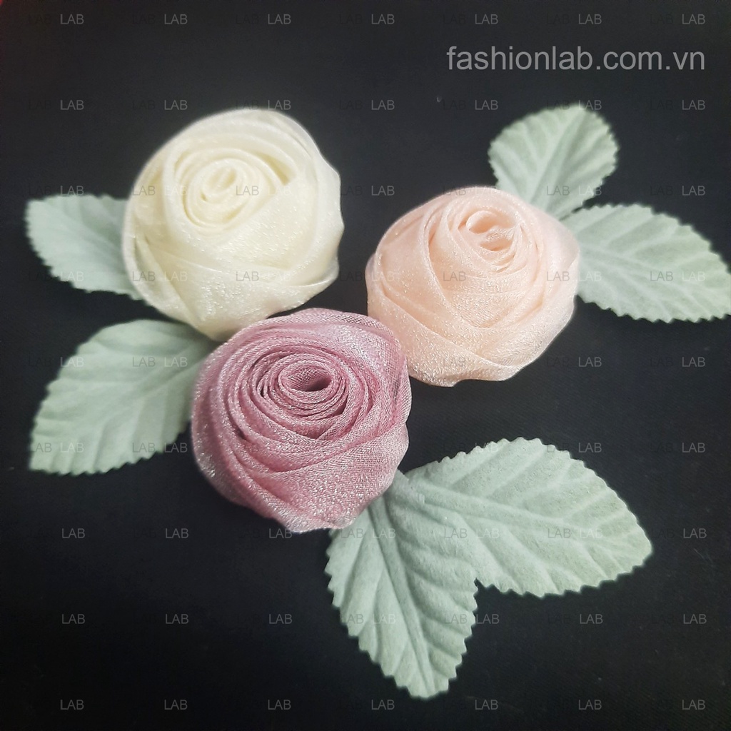 Nụ hồng vải organza (bông) #0209