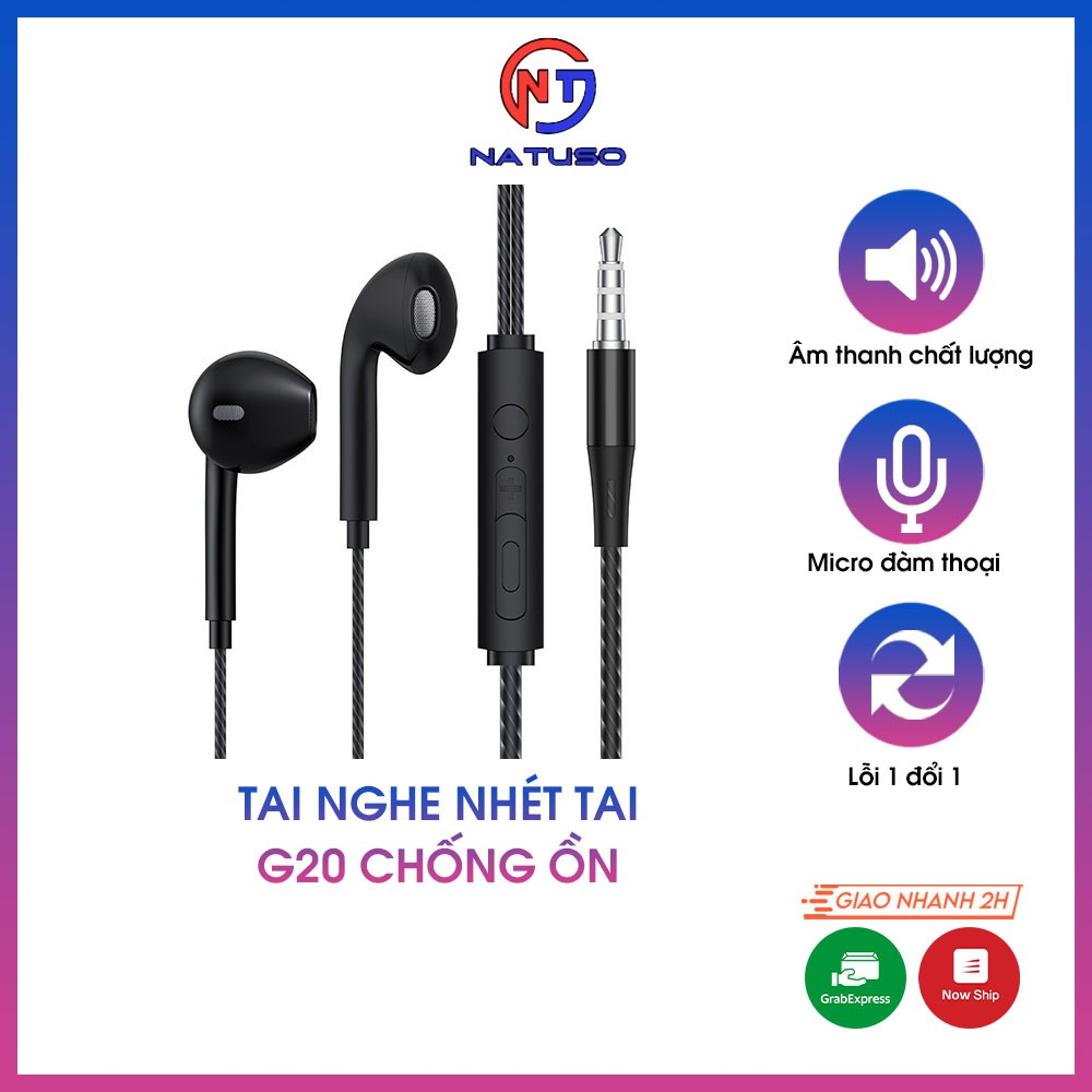 Tai Nghe Nhét Tai G20 Chống Ồn Tích Hợp Micro Và Điều Khiển Âm Lượng Sử Dụng Cho Điện Thoại Và Máy Tính