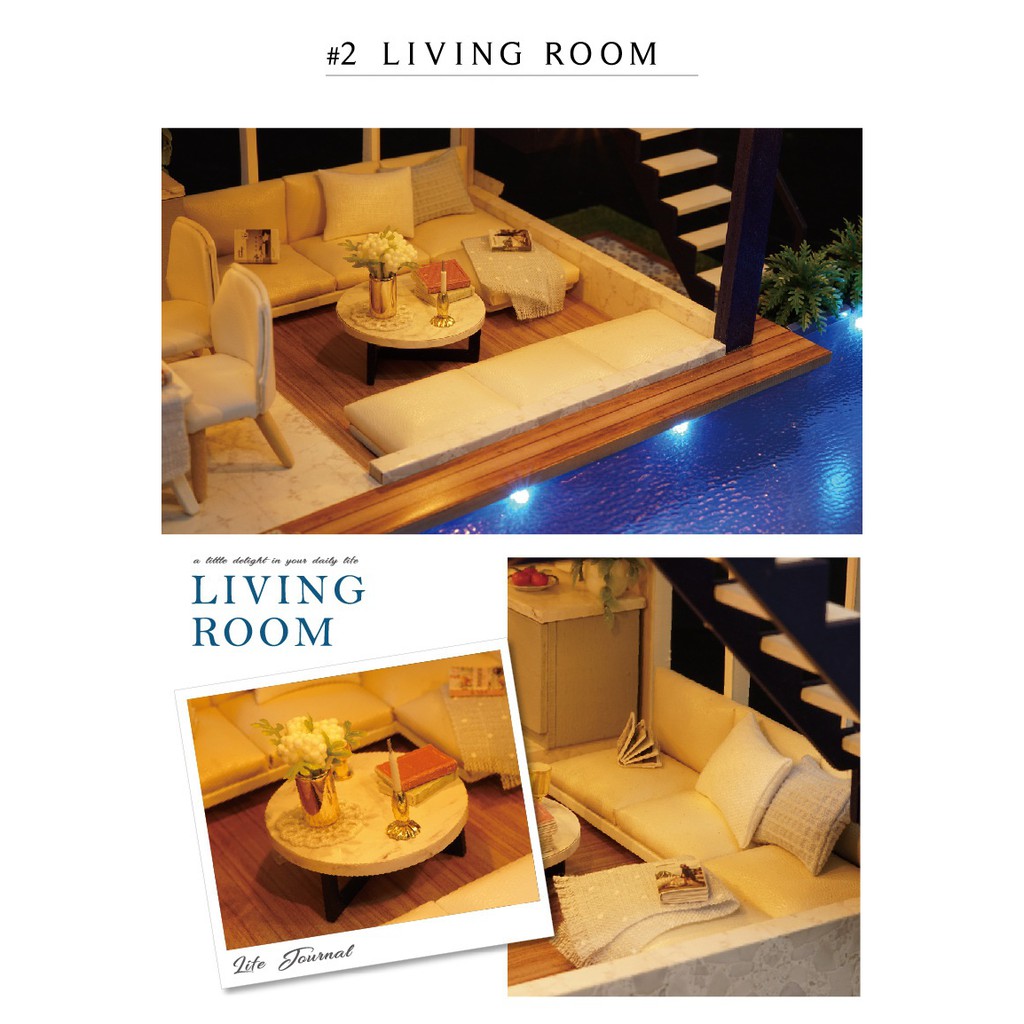 Mô hình nhà búp bê tự làm DIY Doll House Miniature Time Apartment CUTEROOM có mica, cót nhạc keo