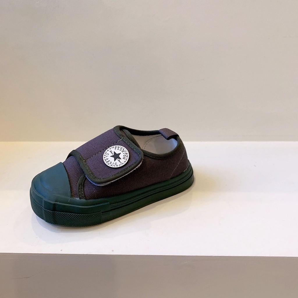 Giày Vải Canvas Cổ Thấp Quai Dán Phong Cách Hàn Quốc Mới Cho Bé Mẫu Giáo Pine050