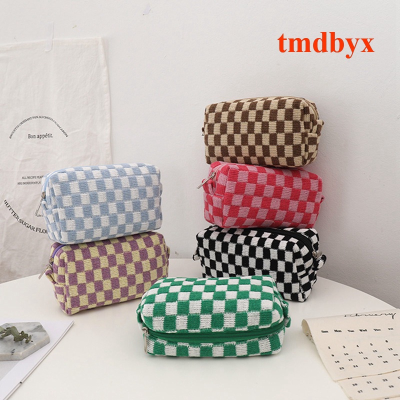 Tmdbyx Túi Đựng Bút Chì / Mỹ Phẩm Sức Chứa Lớn Dệt Kim Hình Vuông Nhiều Màu Sắc Cho Nữ Sinh