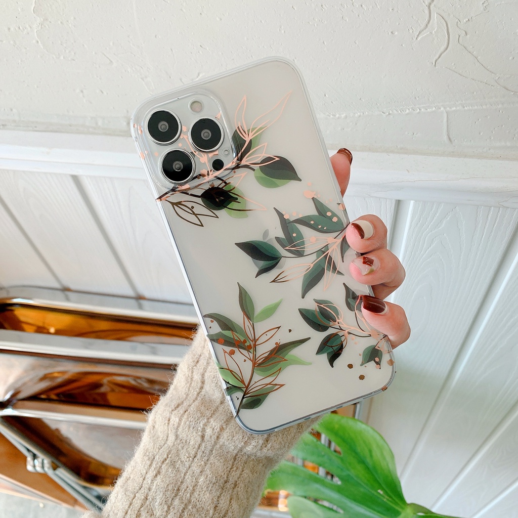 Ốp điện thoại trong suốt họa tiết bông hoa sang trọng thích hợp cho IPHONE 11 12 13 PRO MAX X XR XS SE 2020 7+ 8 PLUS