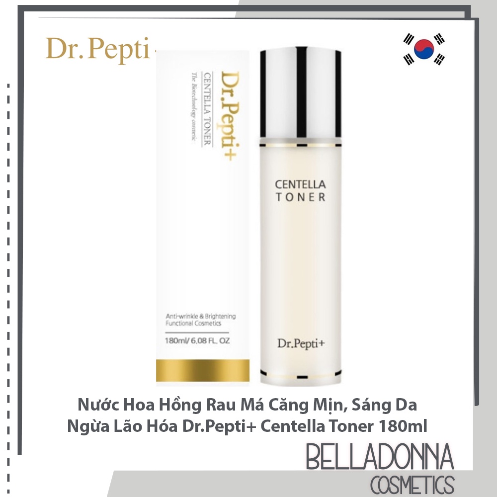 Nước Hoa Hồng Chiết Xuất Rau Má Căng Mịn, Sáng Da, Ngừa Lão Hóa Dr.Pepti+ Centella Toner 180ml