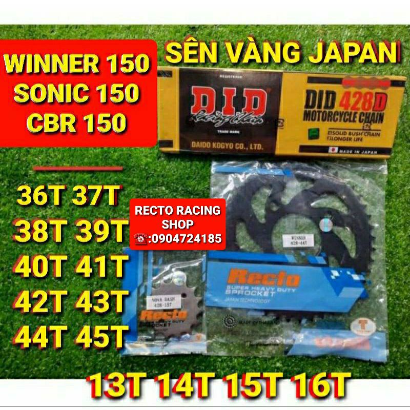 NHÔNG SÊN DĨA WINNER/WINNER X/SONIC 150/CBR150 VERZA DĨA 36T 37T 38T 39T 40T 41T 42T 43T 44T 45T SÊN VÀNG DID JAPAN