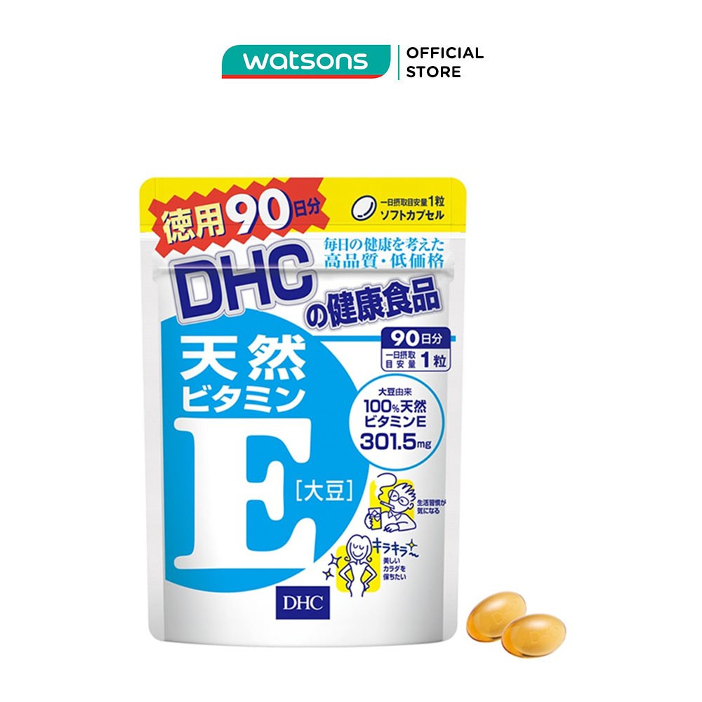 Thực Phẩm Bảo Vệ Sức Khỏe DHC Natural Vitamin E Soybean Bổ Sung Vitamin E 90 Viên 53.4g