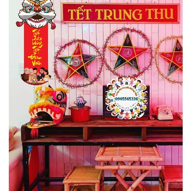 Tem đỏ dán tường Trung Thu "TẾT NÀO BẰNG TẾT ĐOÀN VIÊN" hình con lân - Giấy dán tường hình con lân trang trí Trung Thu