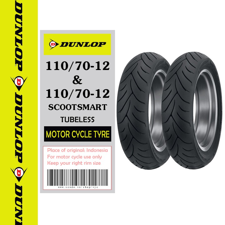 COMBO Cặp Lốp _ vỏ xe máy Yamaha Grande hãng Dunlop size 110.70-12 và 110.70-12 SCSMART