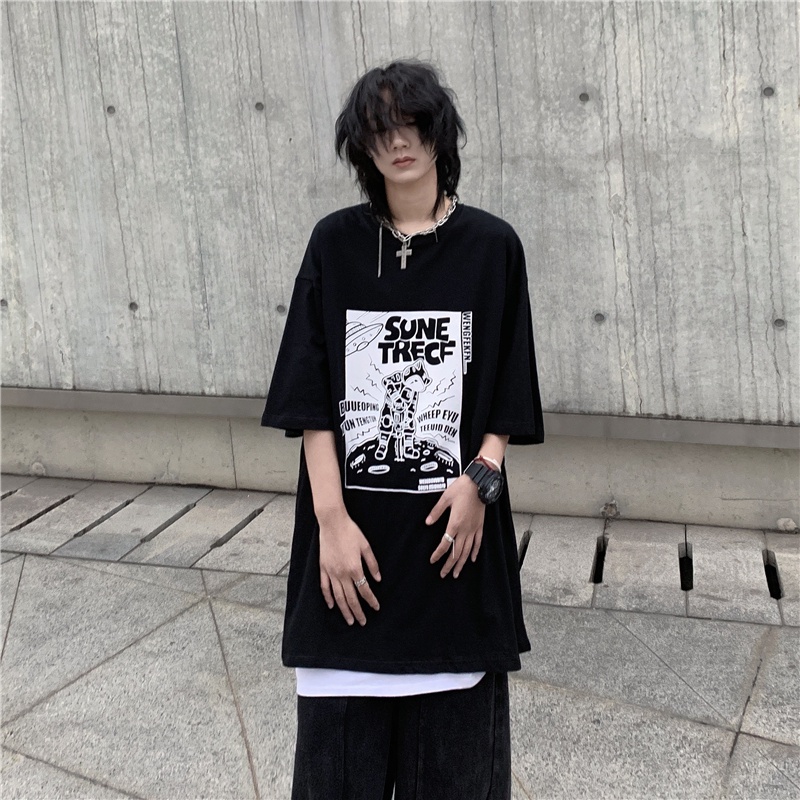 Áo thun nam form rộng tay lỡ Yinxx, áo phông unisex oversize màu đen ATL267