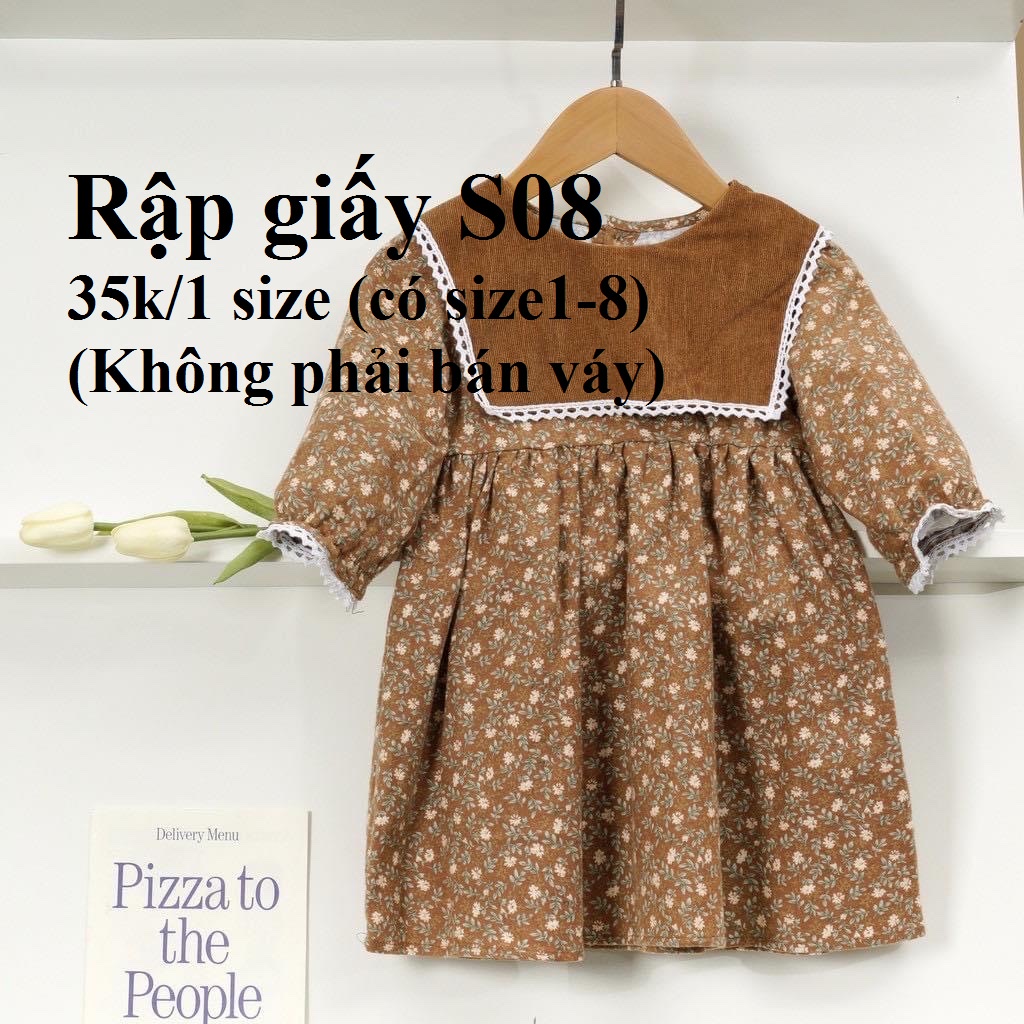 RẬP GIẤY VÁY BÉ S08 (KHÔNG PHẢI BÁN VÁY-đây là bản thiết kế bằng giấy)