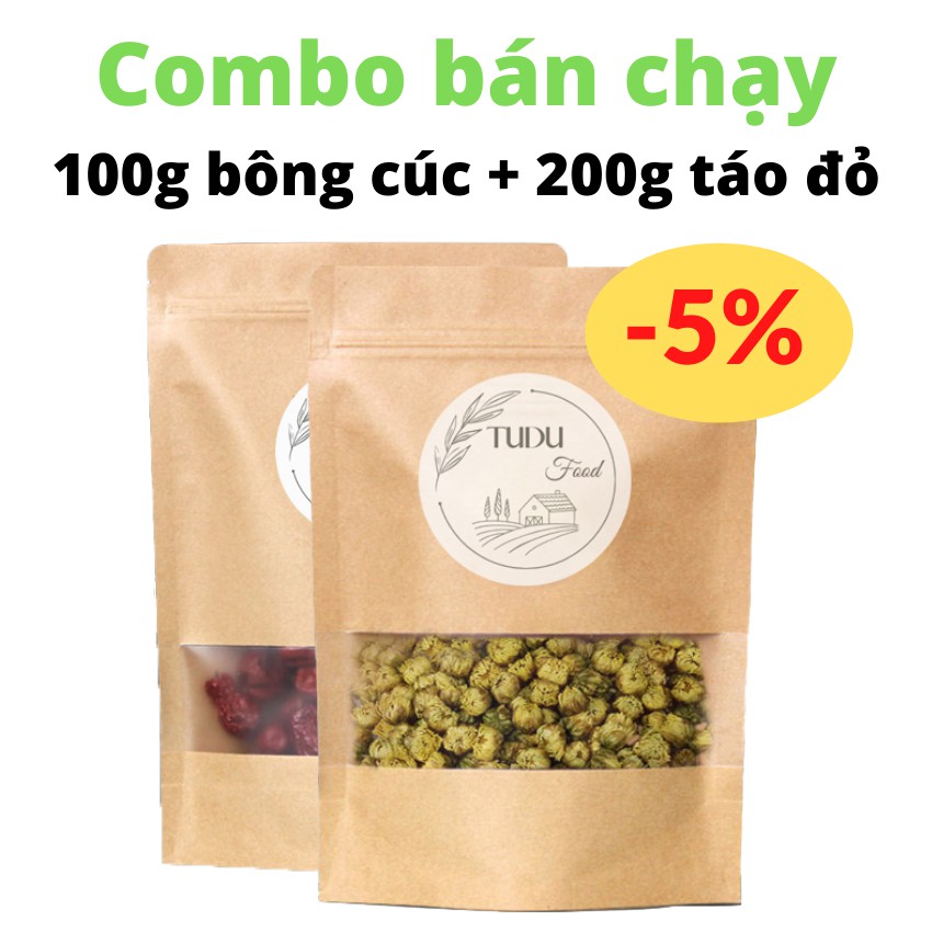 Combo Trà Hoa Cúc 100g Táo Đỏ 200g Tudu Food Loại 1 Chất Lượng Tốt Đóng Túi Zip Giấy Thực Phẩm